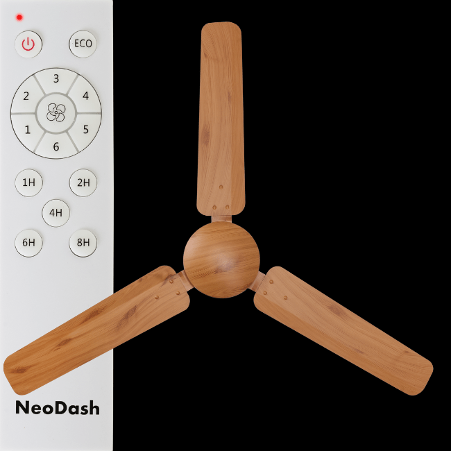NeoDash EXA Energy Saving Ceiling Fan with Remote in pinewood color